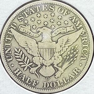 1915 - D Silver Barber Half Dollar